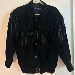Vintage black fringe jacket